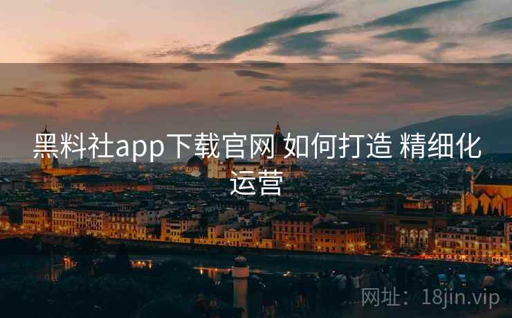 黑料社app下载官网 如何打造 精细化运营