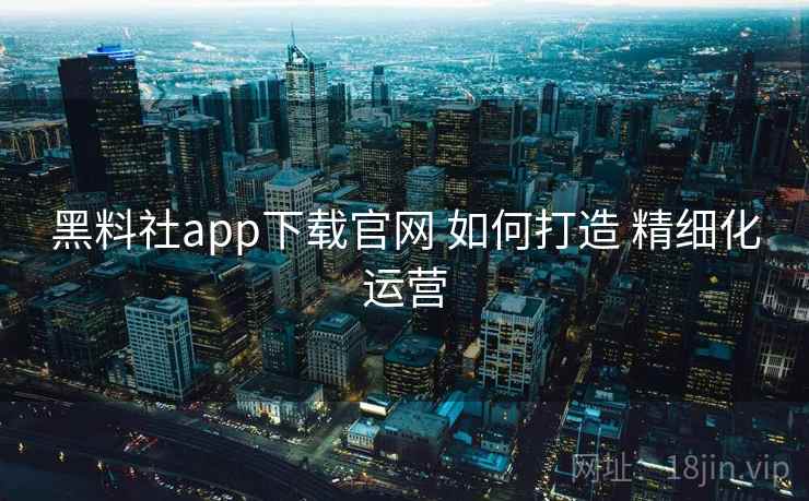 黑料社app下载官网 如何打造 精细化运营