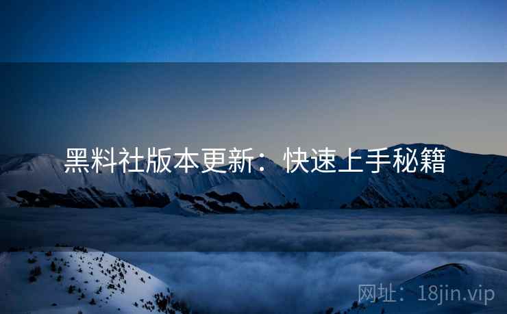 黑料社版本更新：快速上手秘籍
